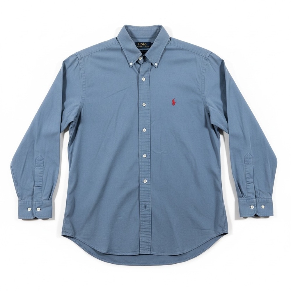 Polo Ralph Lauren Button Down Shirt Mens M Blue Blake Cotton Long Sleeve